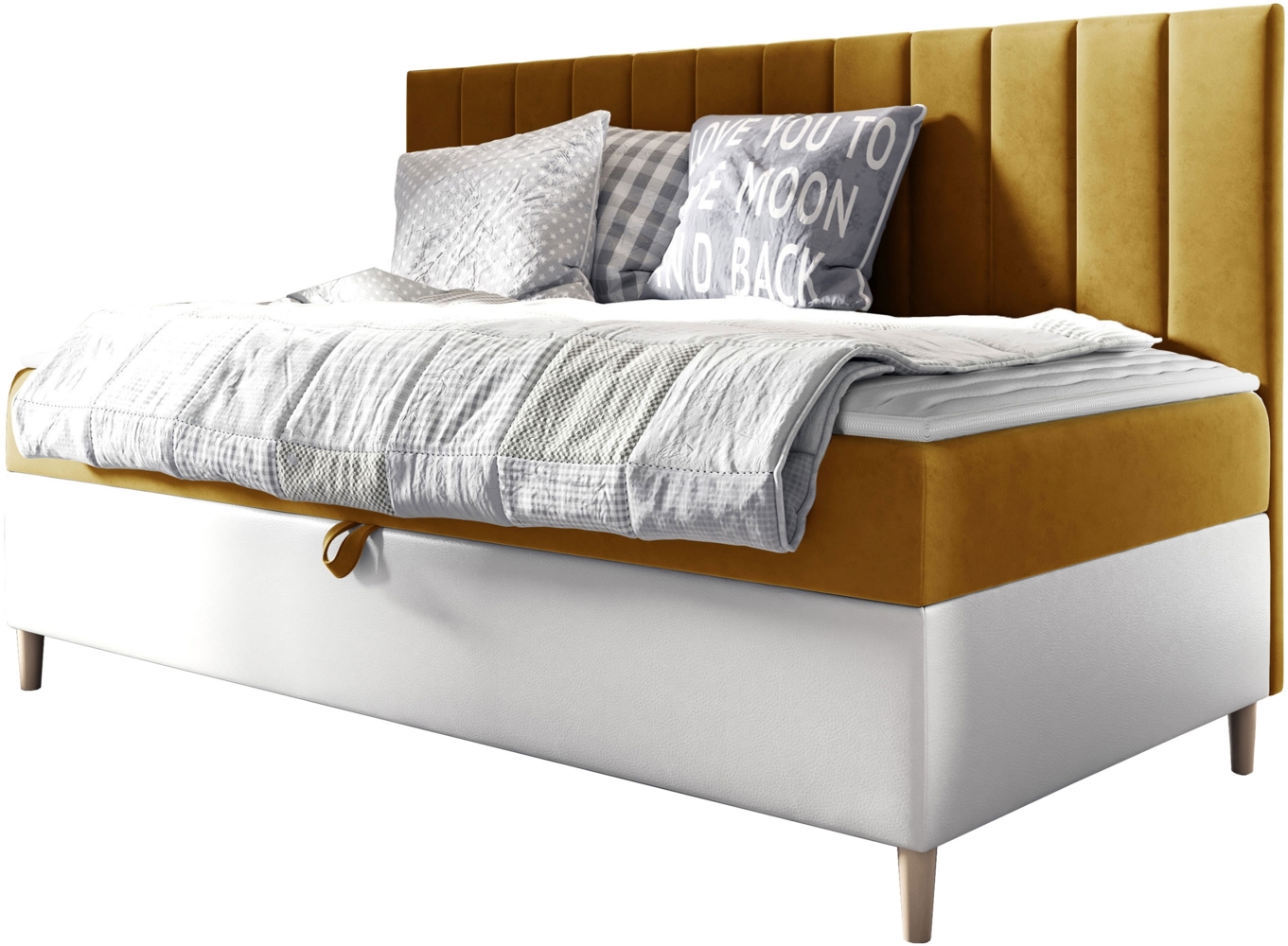 Boxspringbett Chapeni 'Junior 2' , gelb, 100 x 200 cm Bild 1