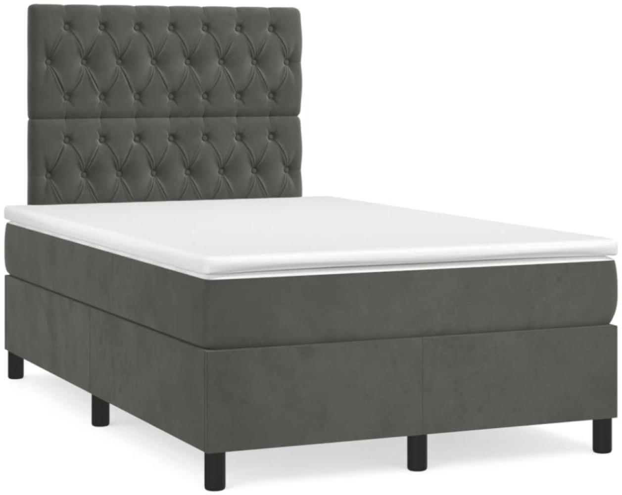 vidaXL Boxspringbett mit Matratze & LED Dunkelgrau 120x190 cm Samt 3270330 Bild 1