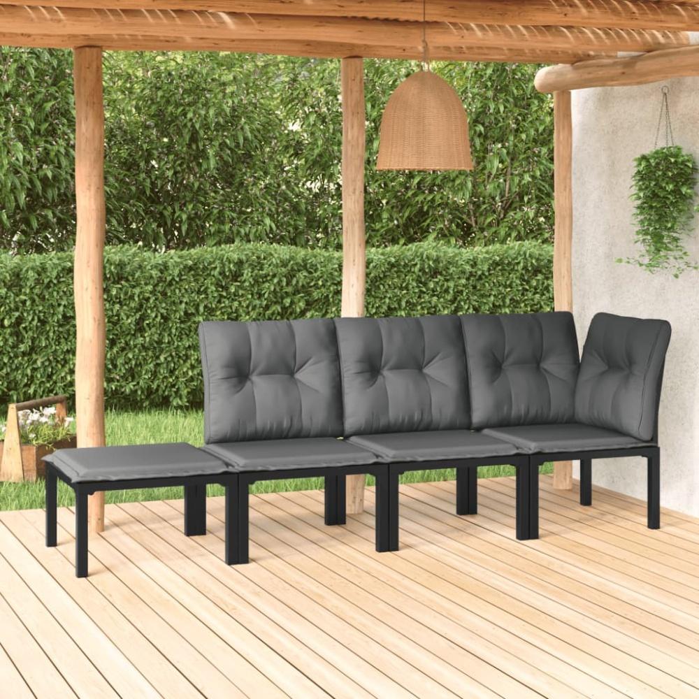 vidaXL 4-tlg. Garten-Lounge-Set Schwarz und Grau Poly Rattan 362805 Bild 1