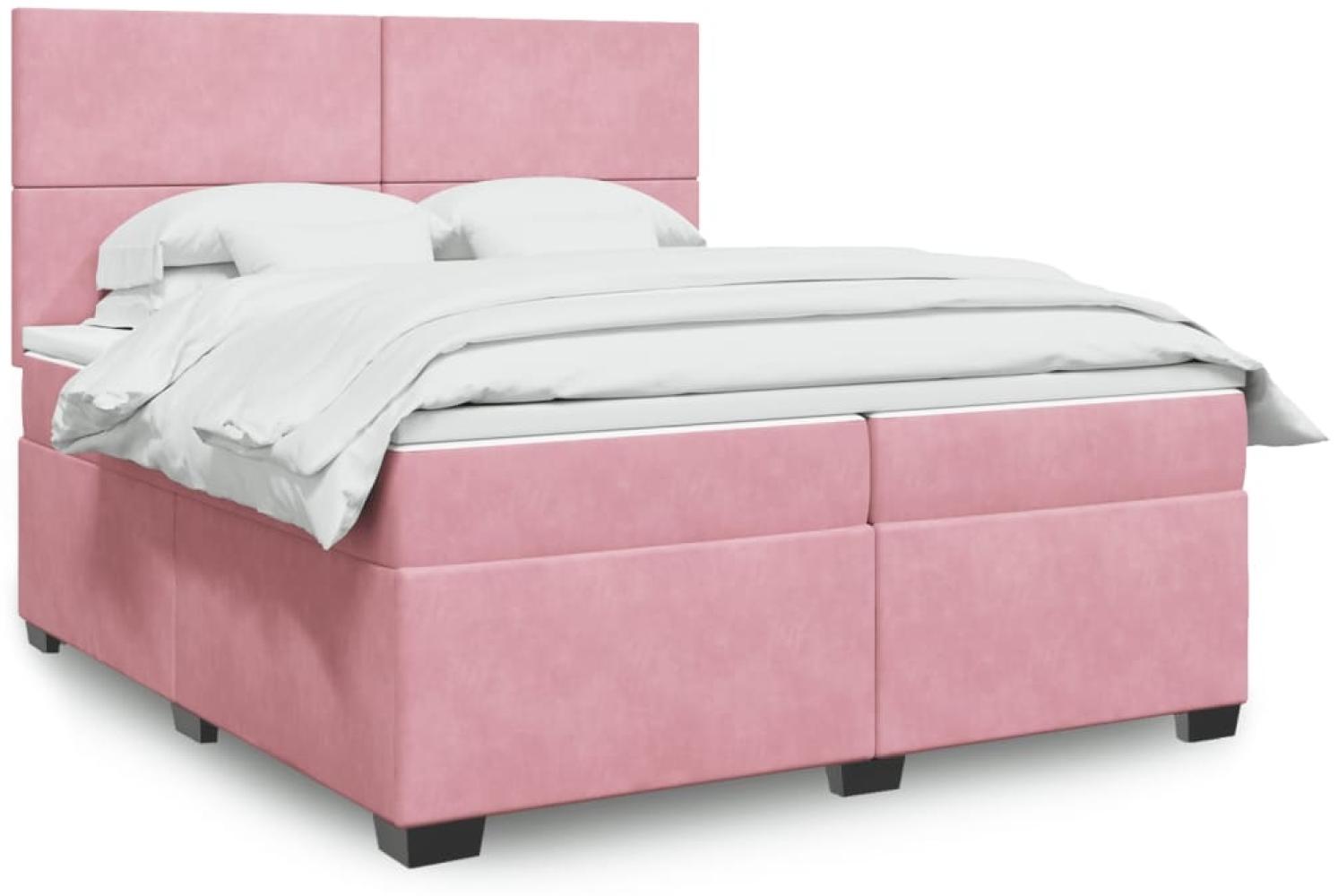 vidaXL Boxspringbett mit Matratze Rosa 200x200 cm Samt 3291001 Bild 1