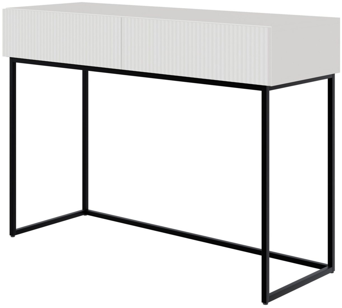 Selsey Schminktisch VELDIO, 2 Schubladen mit geriffelten Fronten, Metallgestell, 110 cm breit Bild 1