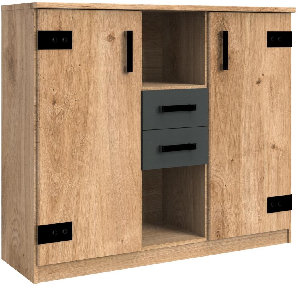 Highboard >Lothar< in Plankeneiche - 124x105x41cm (BxHxT) Bild 1