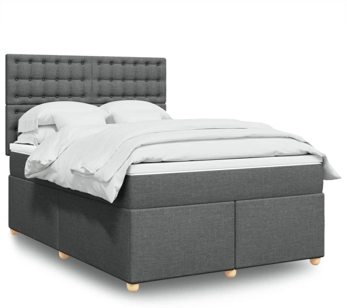 vidaXL Boxspringbett mit Matratze Dunkelgrau 140x200 cm Stoff 3293618 Bild 1