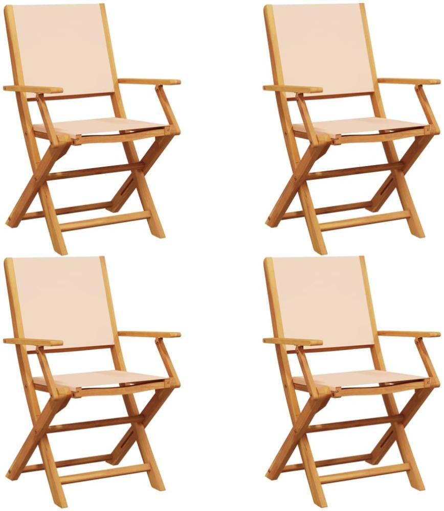 vidaXL Gartenstühle 4 Stk. Klappbar Beige Stoff und Massivholz 3214583 Bild 1