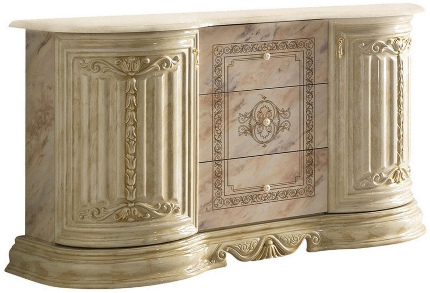 Interdesign24 Sideboard Bella (2-Türig, im Barock-Stil), in Beige/Gold Hochglanz Bild 1