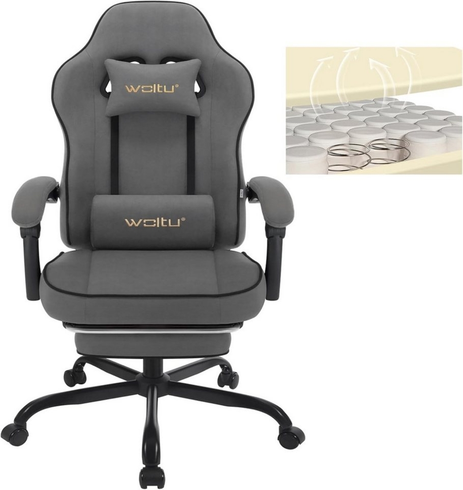 Woltu Gaming-Stuhl (1 St), mit Kopfkissen Lendenkissen Fußstütze ergonomisch, Tech-Stoff Bild 1