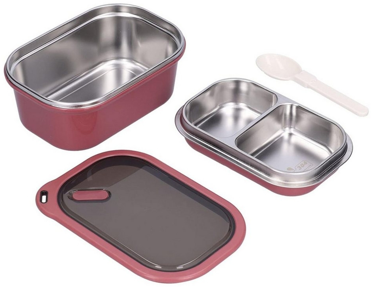 Lollanda Lunchbox Edelstahl Bento-Box Lunchbox – Doppellagig, Auslaufsicher, 1,2L, PP+304 Edelstahl, Doppellagig, auslaufsicher, mikrowellengeeignet, inkl. Löffel Bild 1