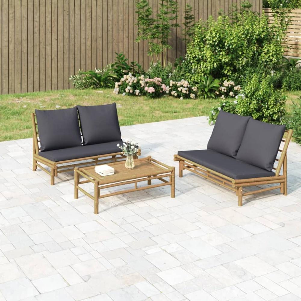 vidaXL 2-tlg. Garten-Lounge-Set mit Dunkelgrauen Kissen Bambus 363458 Bild 1