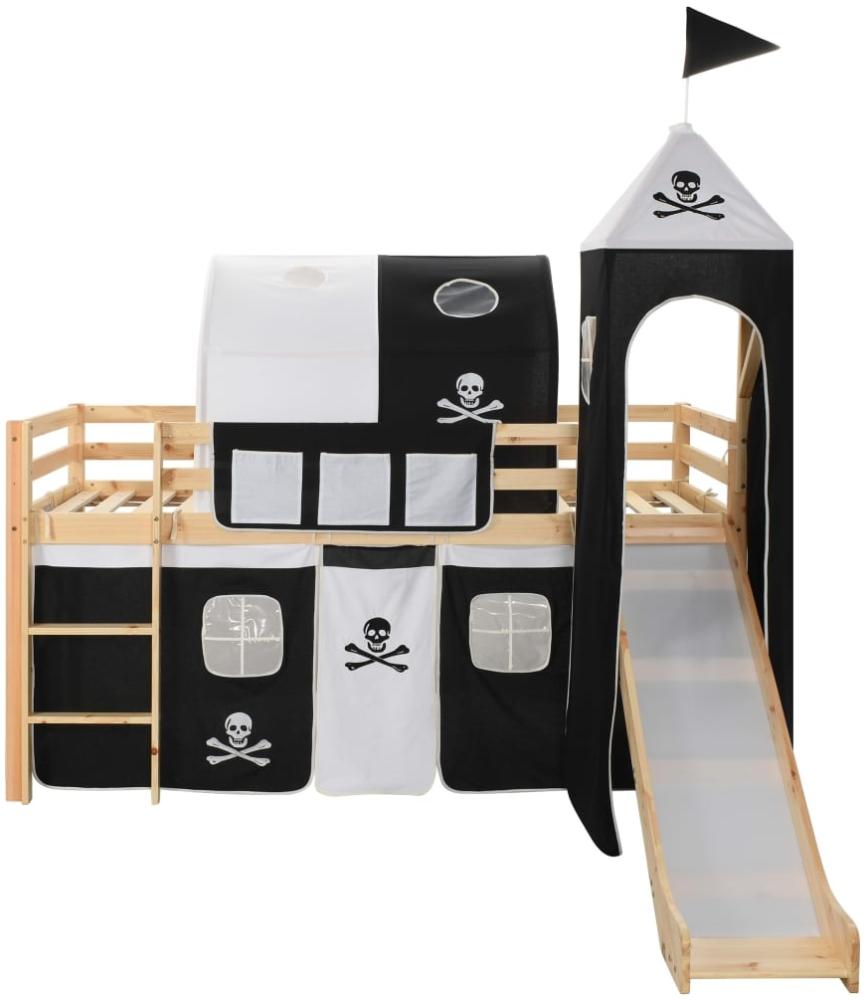Kinderhochbett-Rahmen mit Rutsche & Leiter Kiefernholz 97x208 cm Bild 1