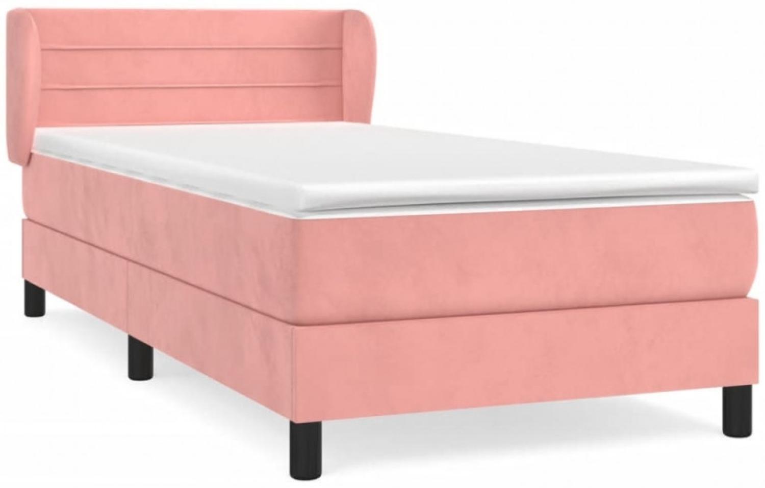 vidaXL Boxspringbett mit Matratze Rosa 100x200 cm Samt 3127540 Bild 1