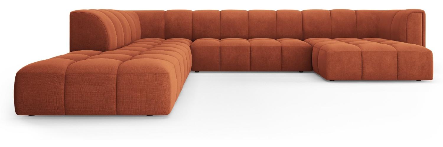 Micadoni Modulares Panorama Ecksofa Serena 7-Sitzer Strukturierter Stoff, Orange Bild 1