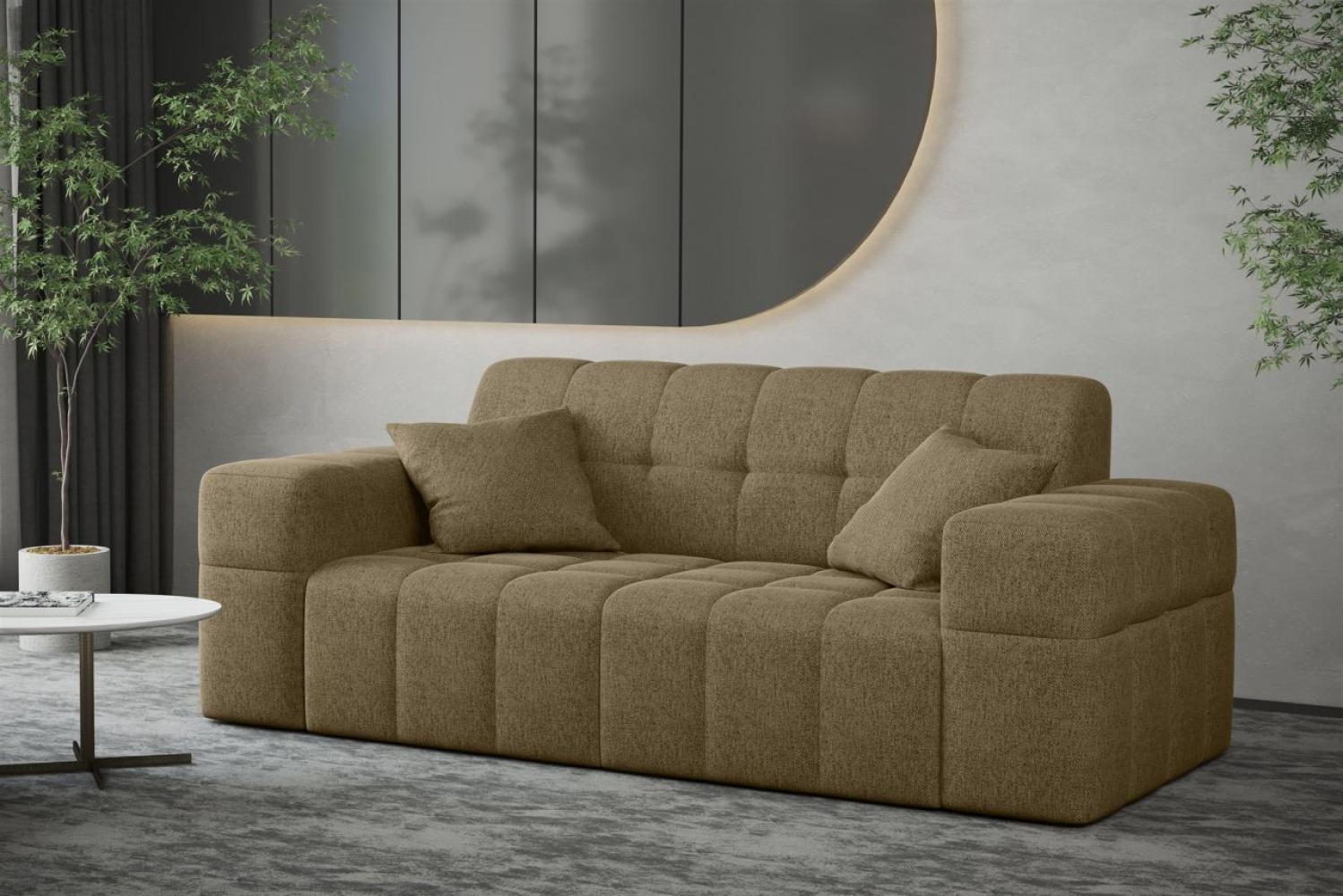 Sofa Designersofa NANCY 2-Sitzer in Stoff Neve Hellbraun Bild 1