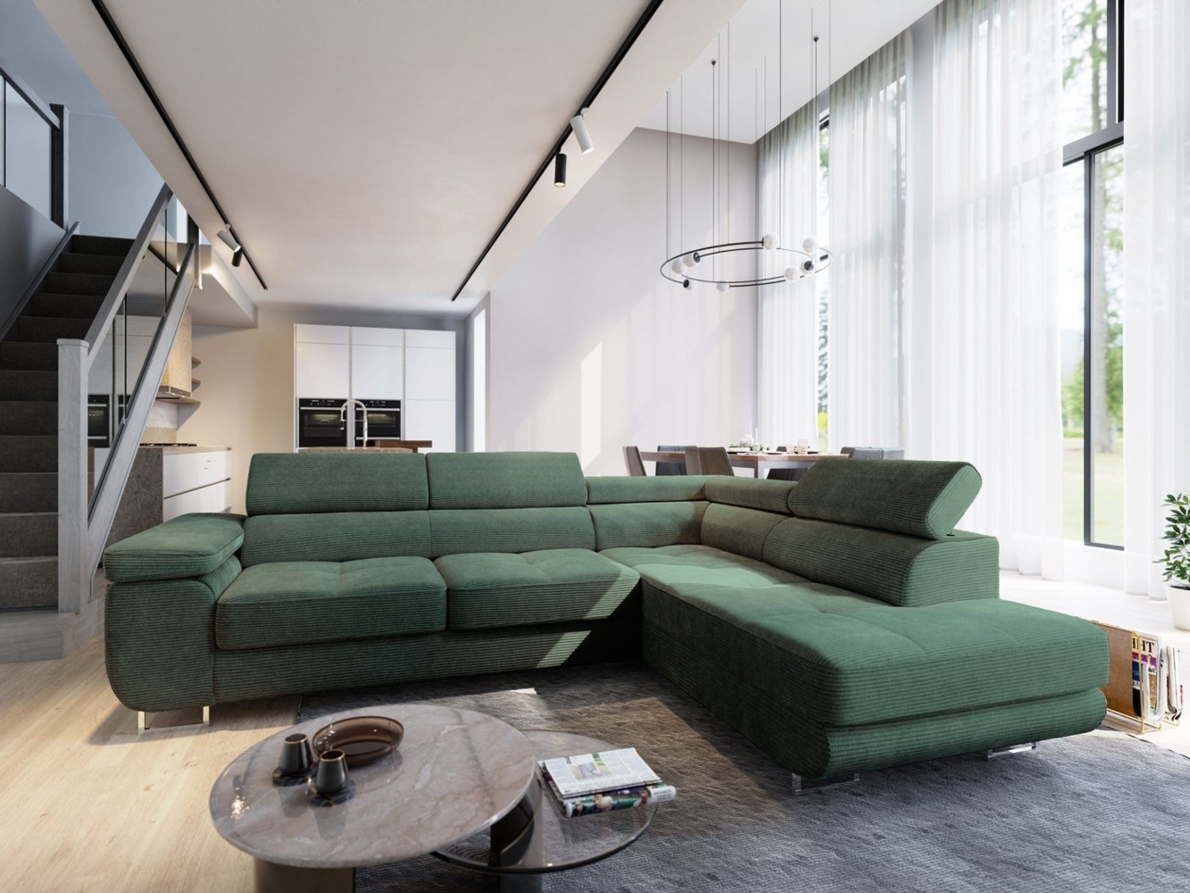 Masseno Ecksofa APIRO mit Schlaffunktion L-Form, Sofa mit Bettkasten Bild 1