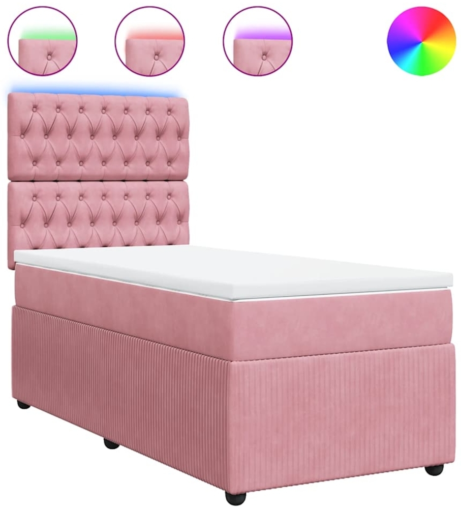 vidaXL Boxspringbett mit Matratze Rosa 80x200 cm Samt 3294501 Bild 1