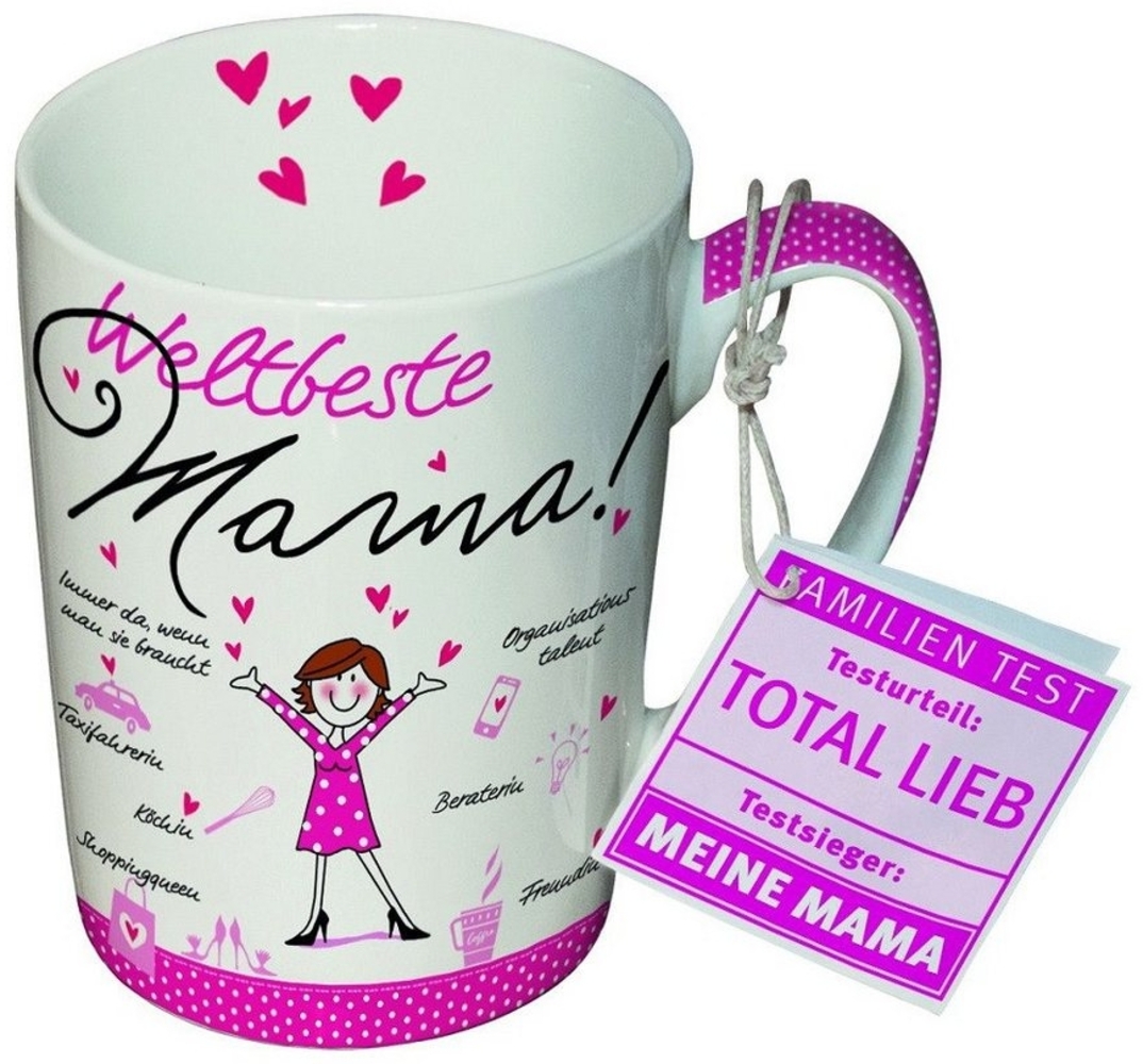 PPD Becher PPD Tasse, Muttertag, Vatertag, Hochzeitstag, Valentinstag, Liebe, Porzellan : Weltbeste meine Mama, Familien, Test, Total, Lieb Kollektion/ Ideal als Geschenk Bild 1