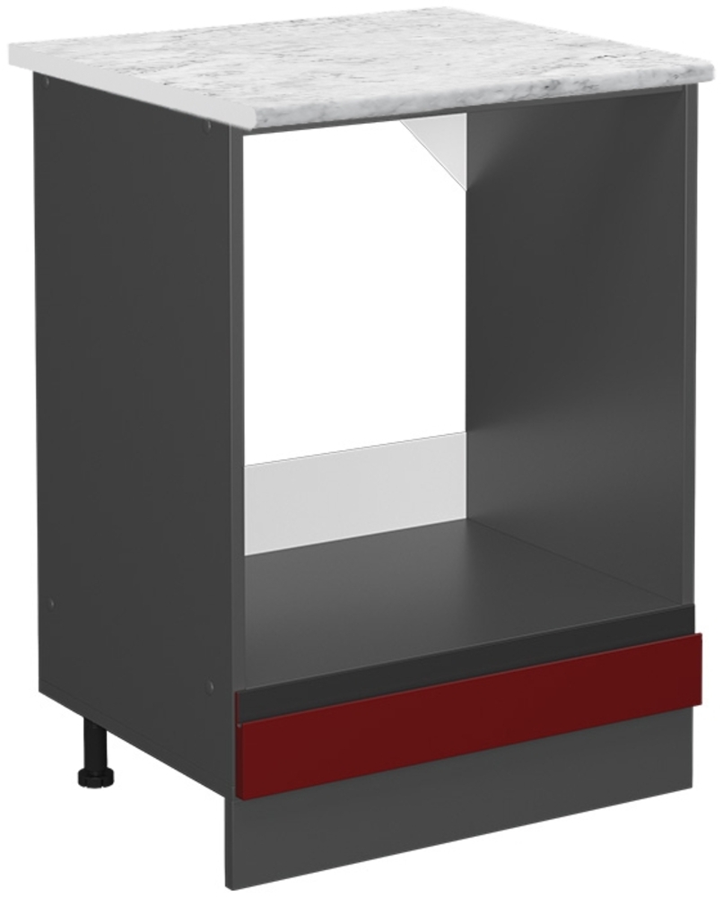 Herdumbauschrank R-Line Rot 60 cm J-Shape AP Marmor Vicco Bild 1