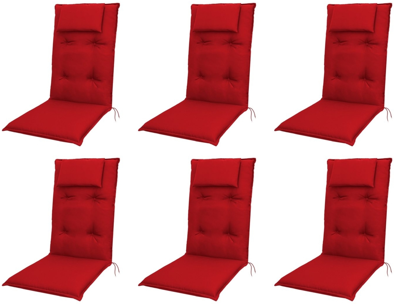 doppler® Hochlehnerauflage 6 er Set 8833 rot Gartenstuhl Auflagen Kissen Polster für Hochlehner, (Spar-Set, 6 St, 6 Auflagen), UV-beständig für Hochlehner-Stühle Bild 1