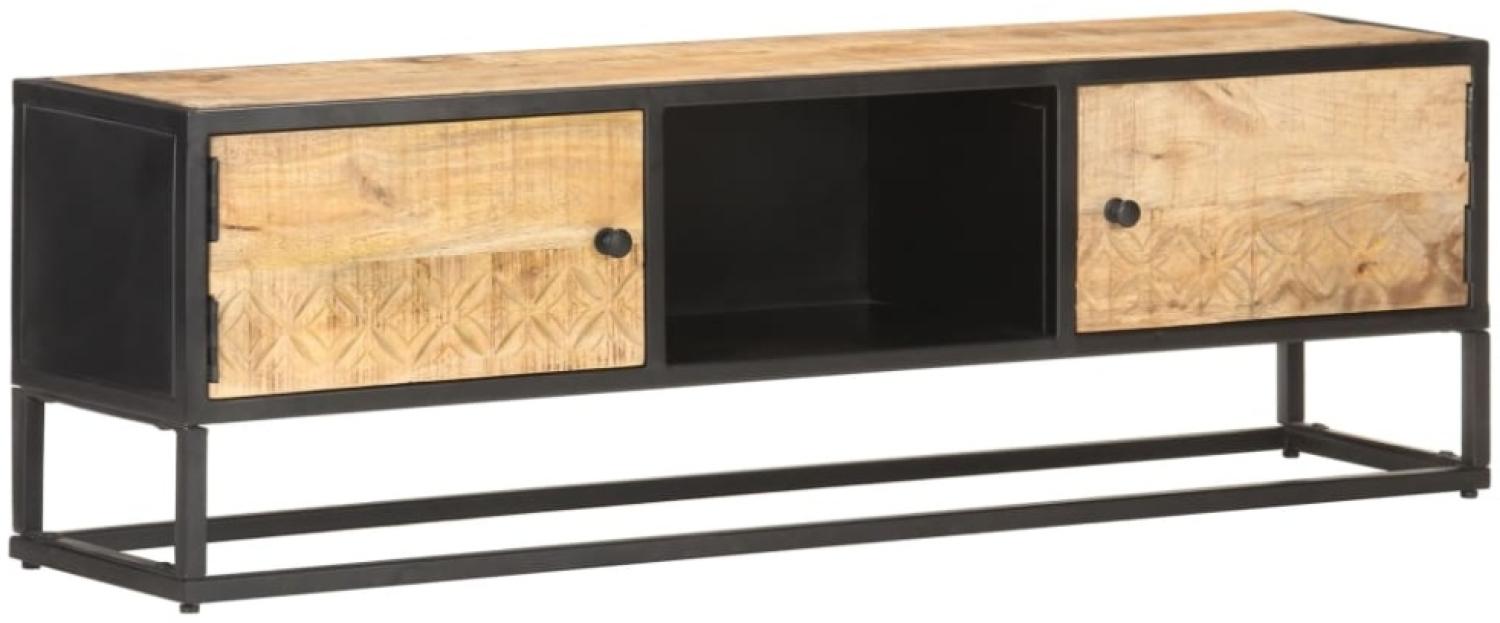 vidaXL TV-Schrank mit Geschnitzter Tür 130x30x40 cm Raues Mangoholz 320943 Bild 1