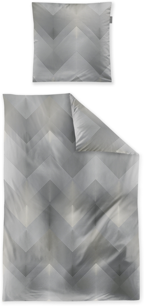 Irisette Wave Mako-Satin Bettwäsche 155x220 Zickzack grau beige 8624-11 Bild 1