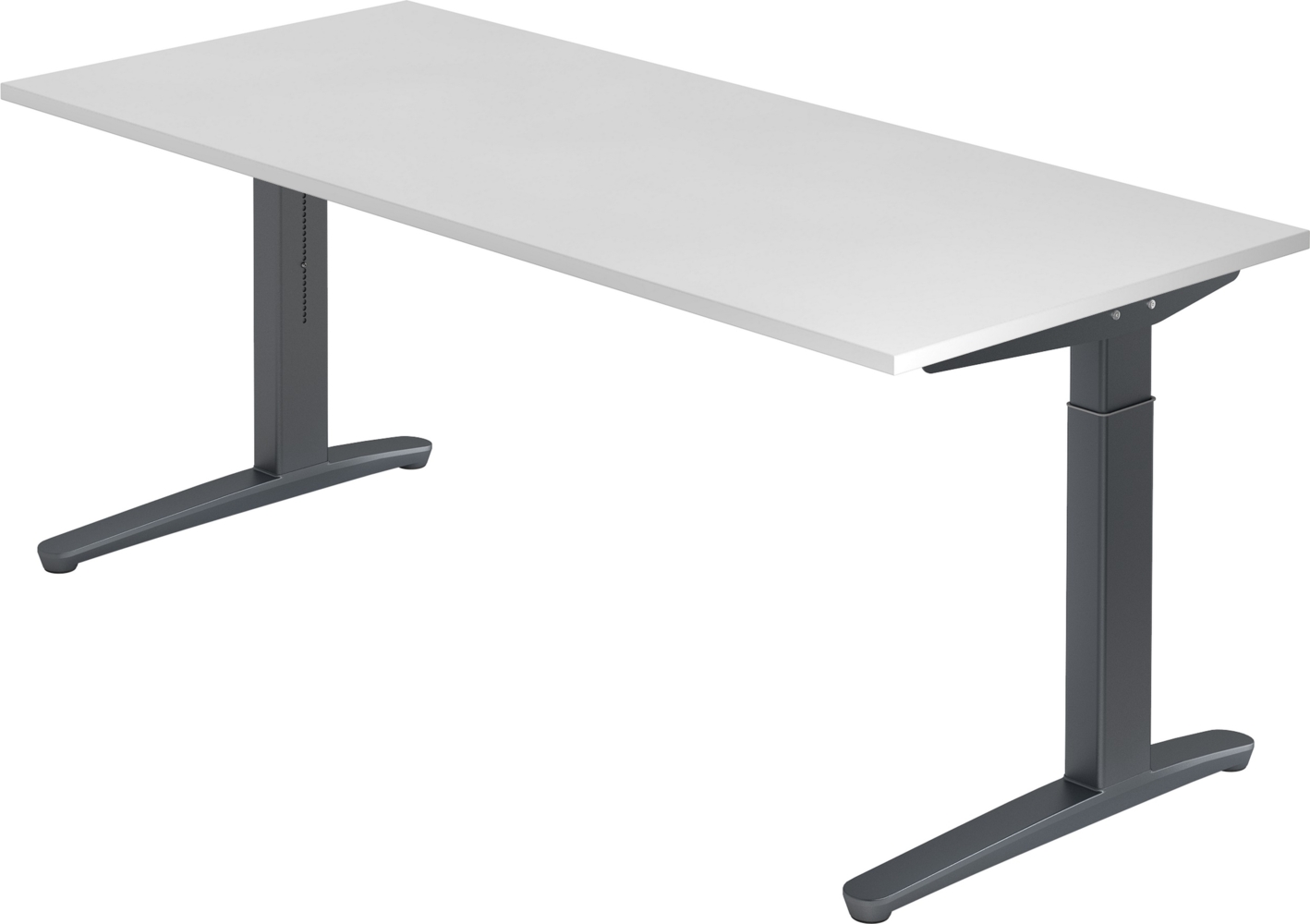 bümö manuell höhenverstellbarer Schreibtisch 180x80 in weiß, Gestell in graphit - PC Tisch höhenverstellbar & groß, höhenverstellbarer Tisch Büro, großer Computertisch verstellbar, X19-W-GG Bild 1