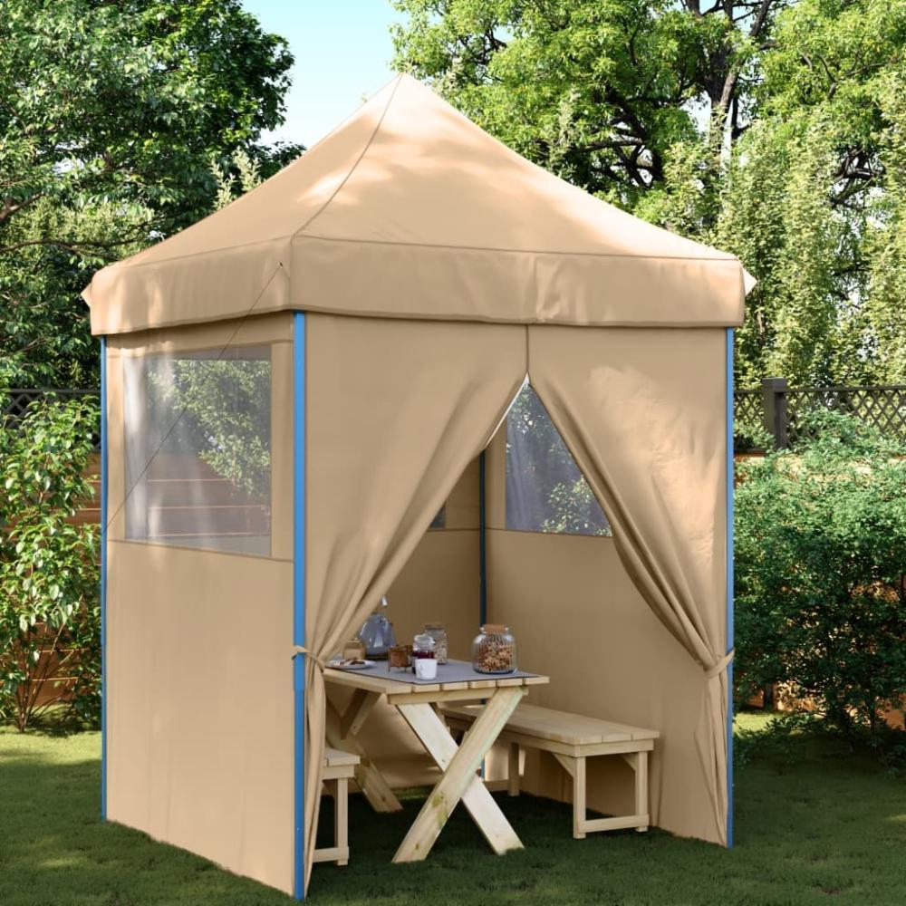 vidaXL Partyzelt Faltbar Pop-Up mit 4 Seitenteilen Beige 4004999 Bild 1