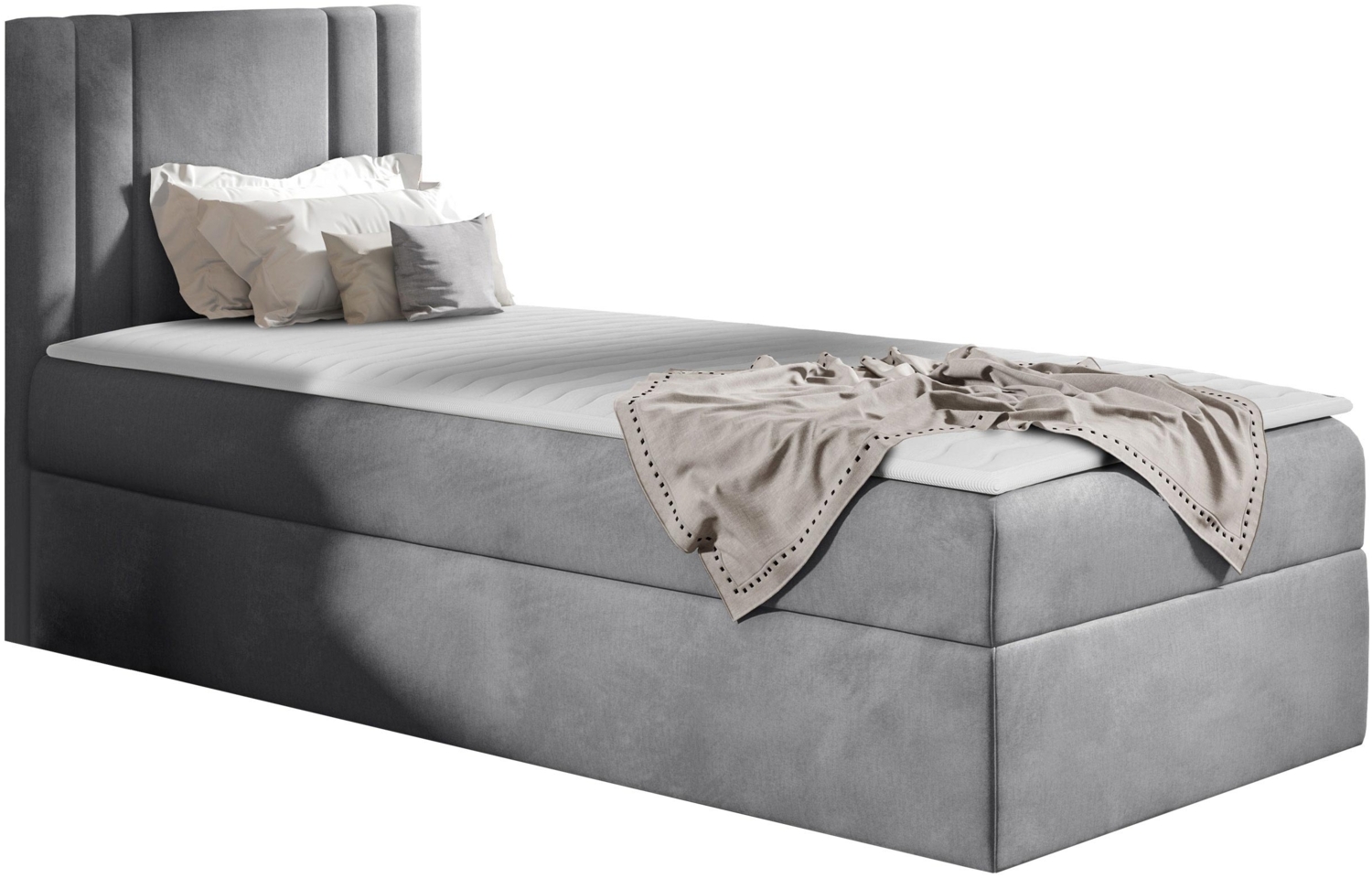 Boxspringbett 'Harlon Mini' links, hellgrau, 90x200 cm Bild 1