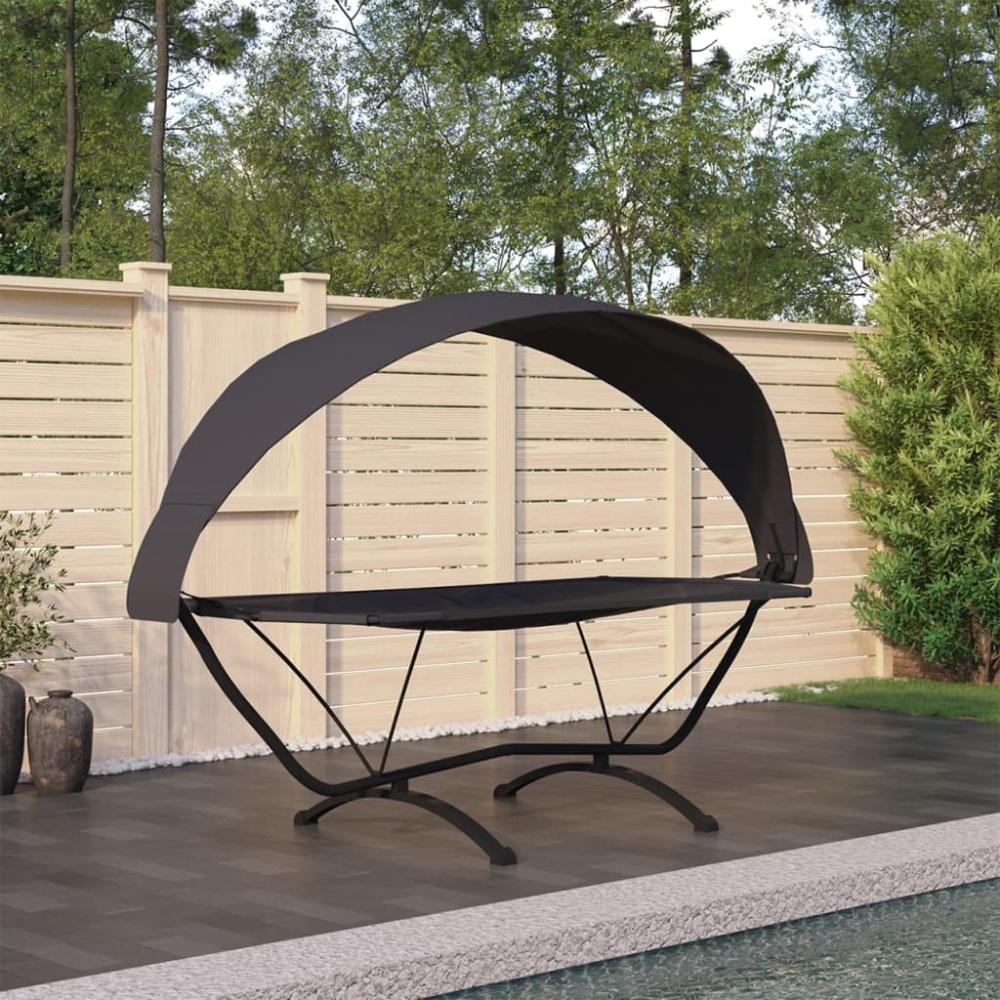 vidaXL Outdoor-Loungebett mit Dach Schwarz Stahl und Oxford-Stoff 317599 Bild 1