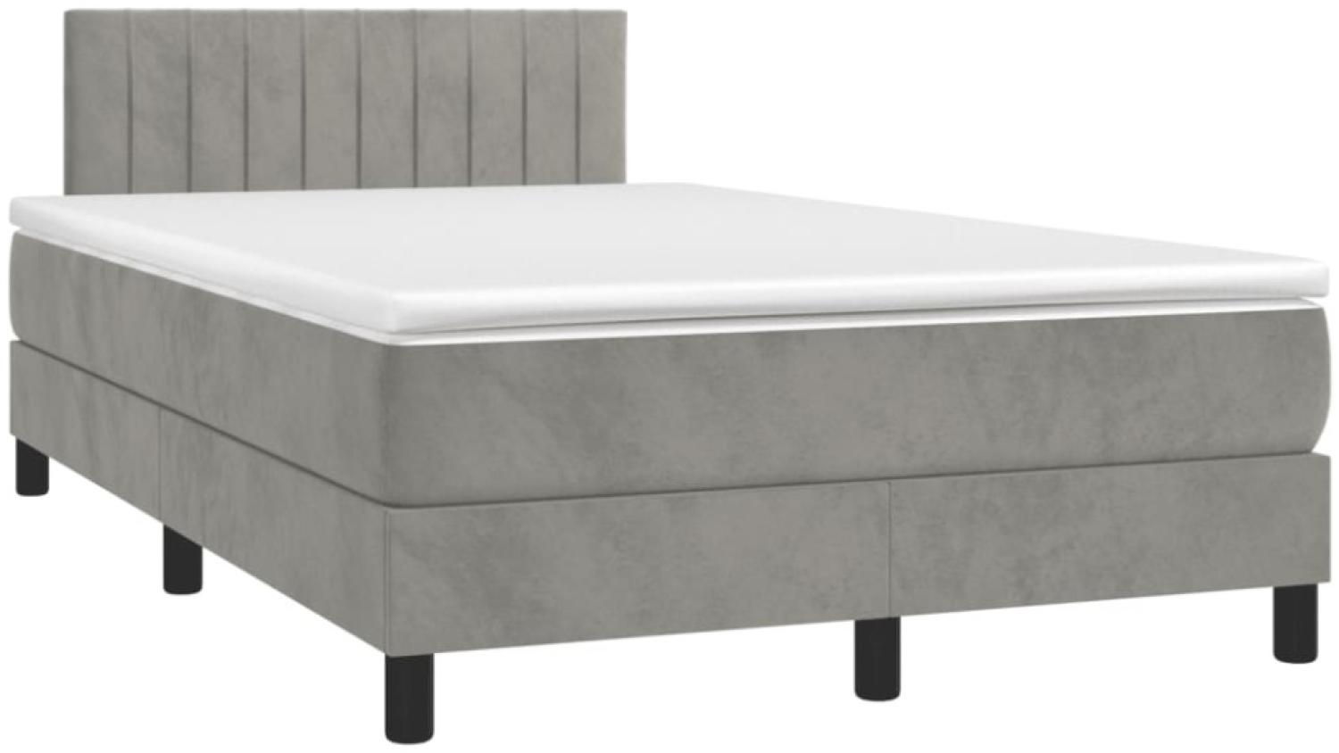 vidaXL Boxspringbett mit Matratze & LED Hellgrau 120x190 cm Samt 3270165 Bild 1