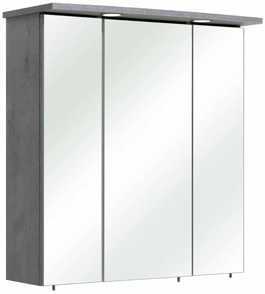 Spiegelschrank Hamm / Bacoli I, Glas, Holzwerkstoff, Metall, Grau, Verspiegelt, 65 x 72 x 20 cm Bild 1