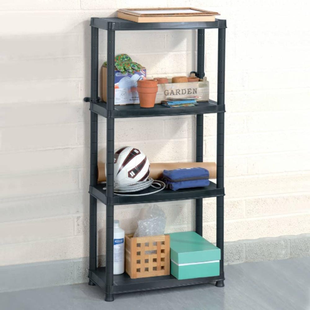 vidaXL Lagerregal 4-Tier Schwarz 61x30,5x130 cm Kunststoff 147683 Bild 1