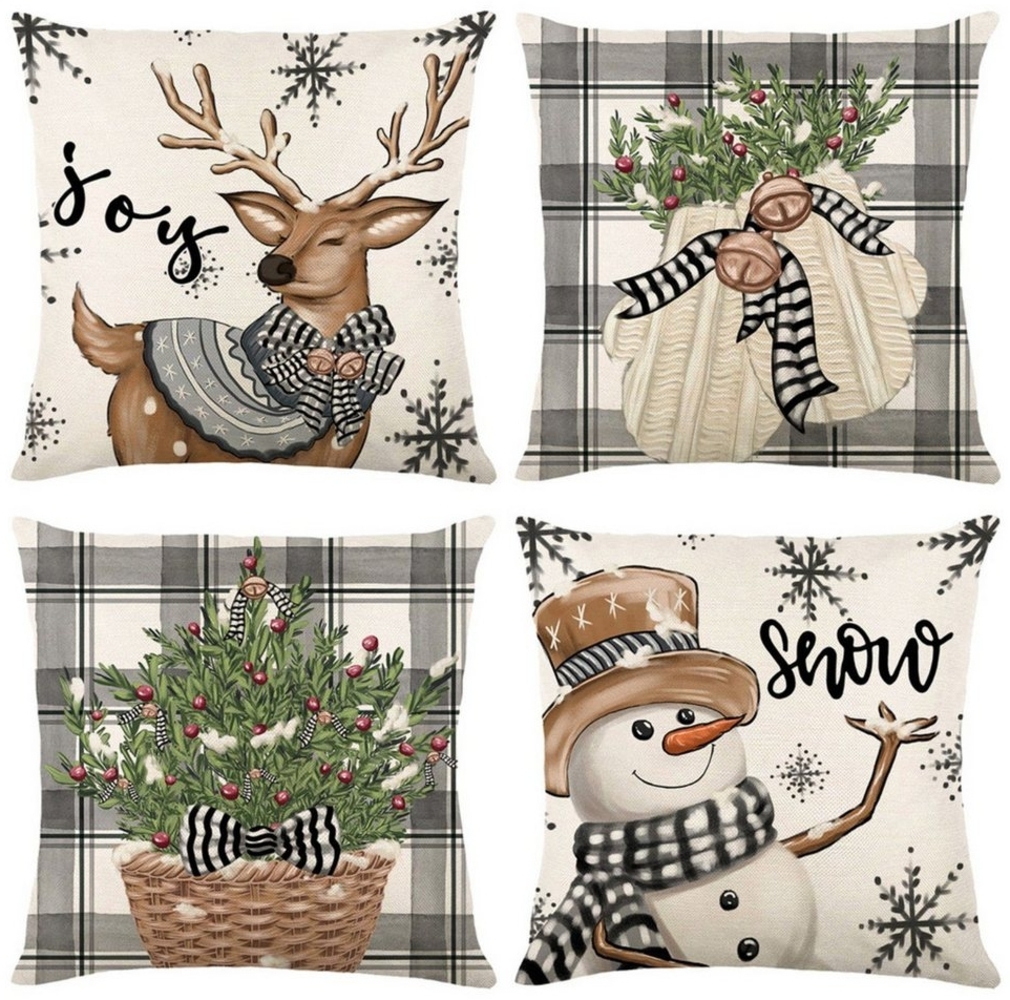 BYSURE Kissenbezug, (4 Stück), 4er Set Kissenhüllen Weihnachten, für Deko Weihnachten, 45x45 cm Bild 1