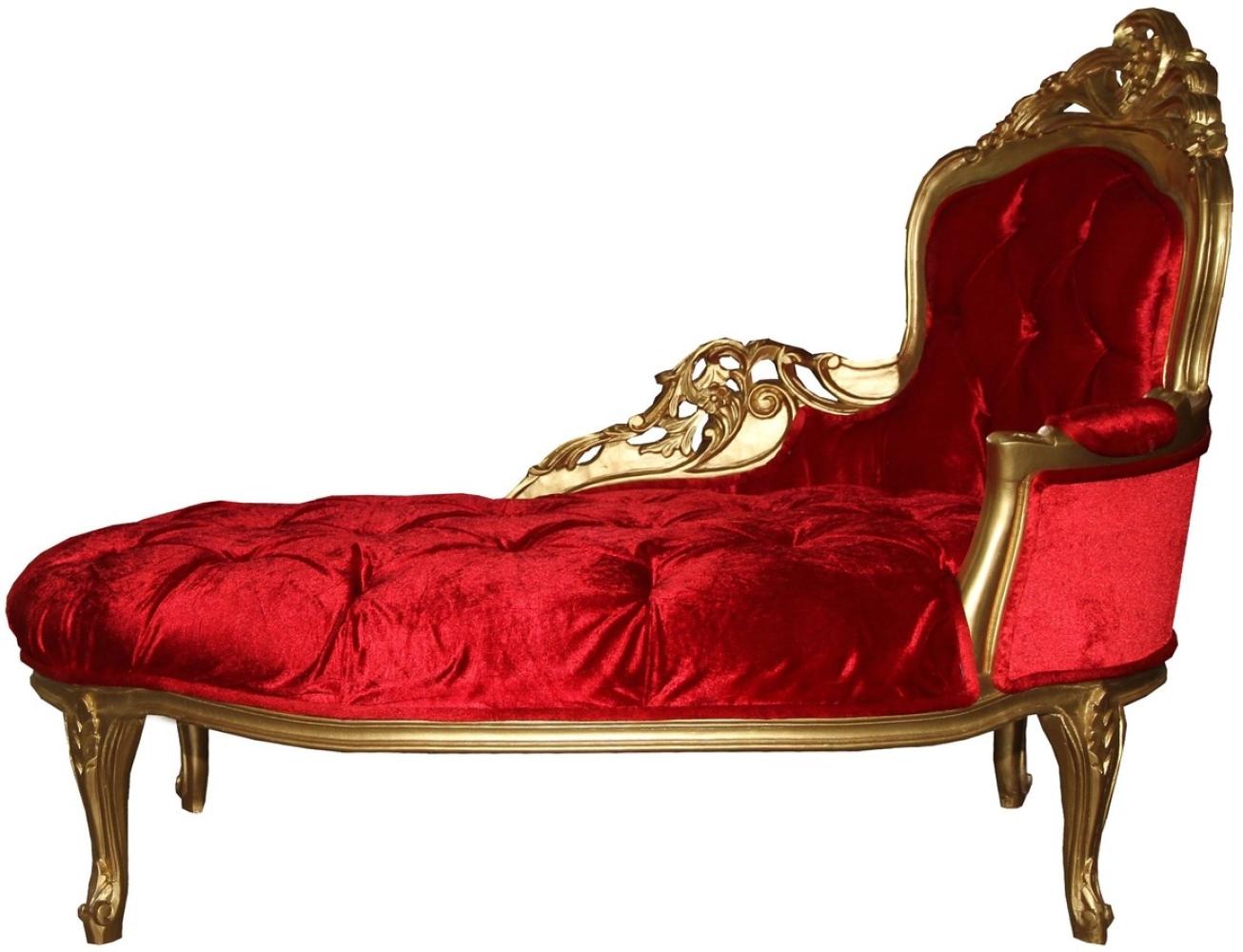 Casa Padrino Barock Damen Chaiselongue Bordeaux/Gold B 125 cm - Barock Möbel Bild 1