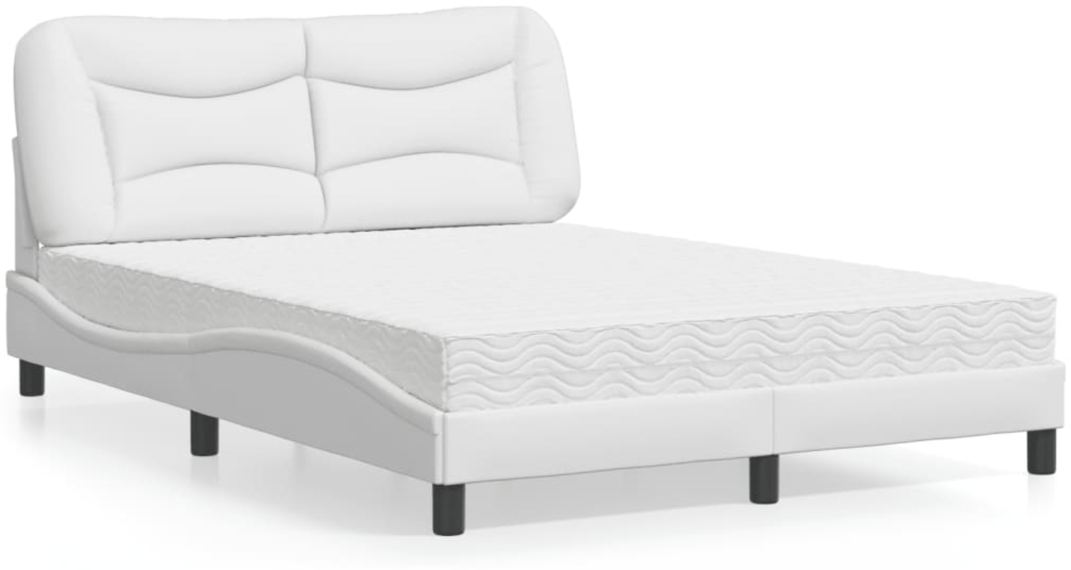 vidaXL Bett mit Matratze Weiß 140x190 cm Kunstleder 3208718 Bild 1