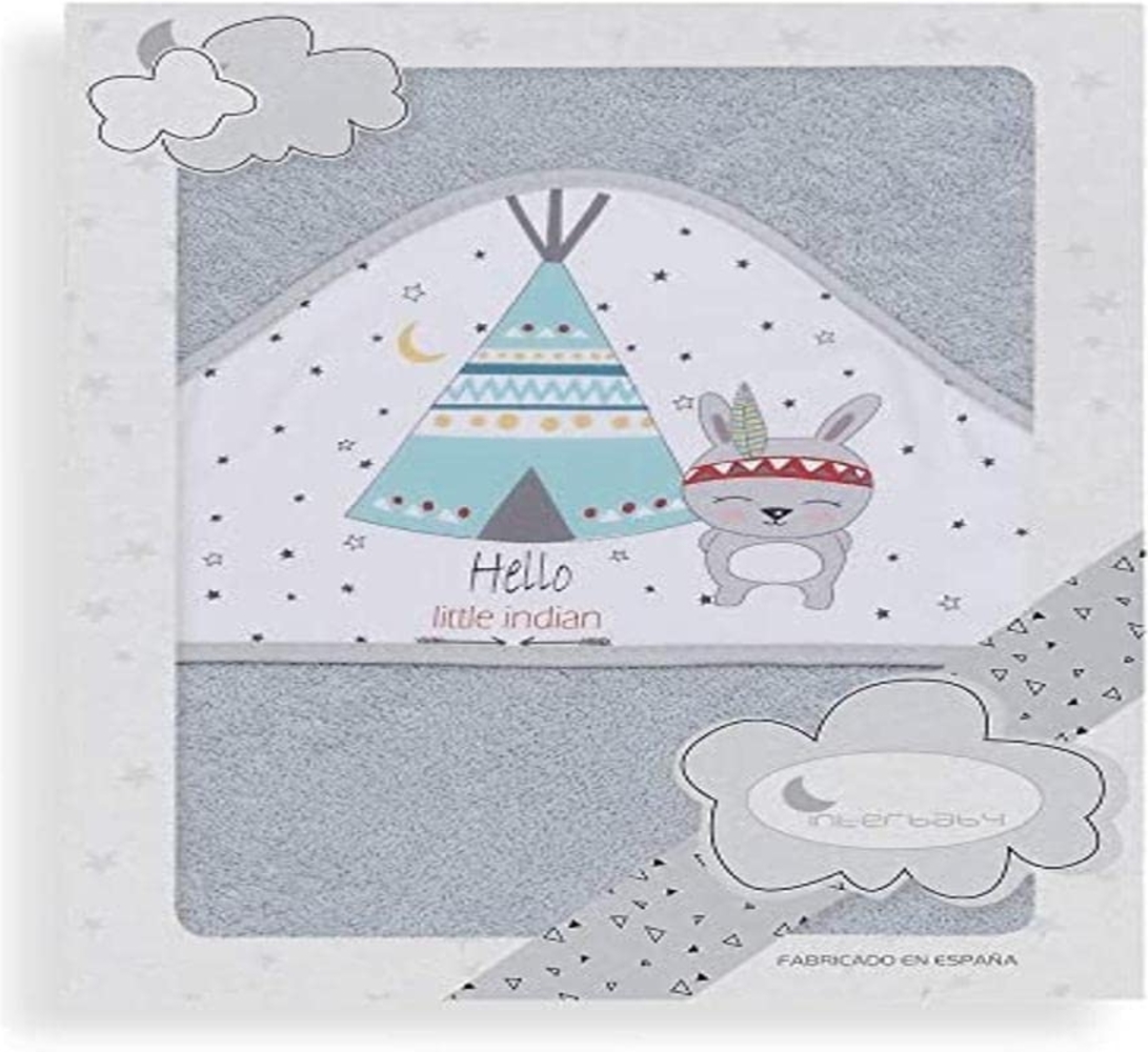 Interbaby 01202-31 Baby Kapuzenbadetuch TIPI OSO grau, grau Bild 1