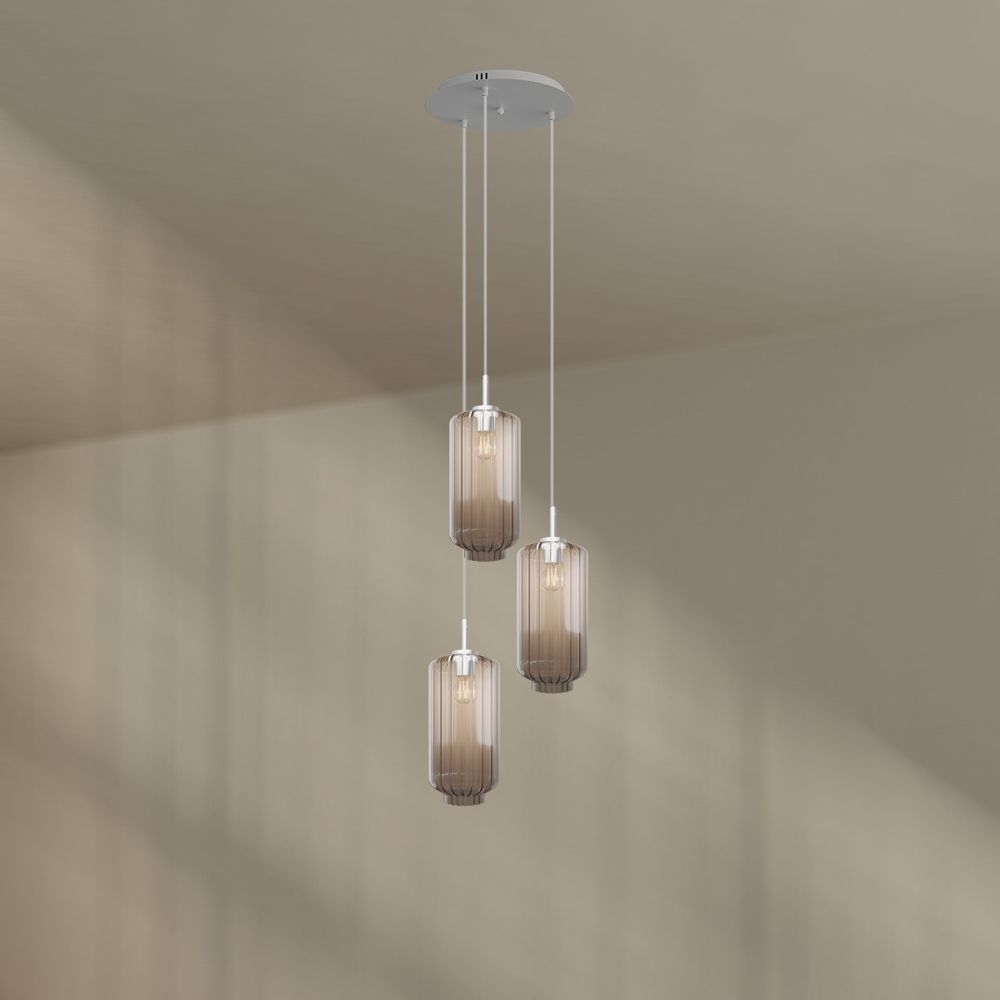 s.luce Velo Galerielampe 3-flammig Ø 40cm Baldachin Ø 18cm Klar, Weiß Bild 1