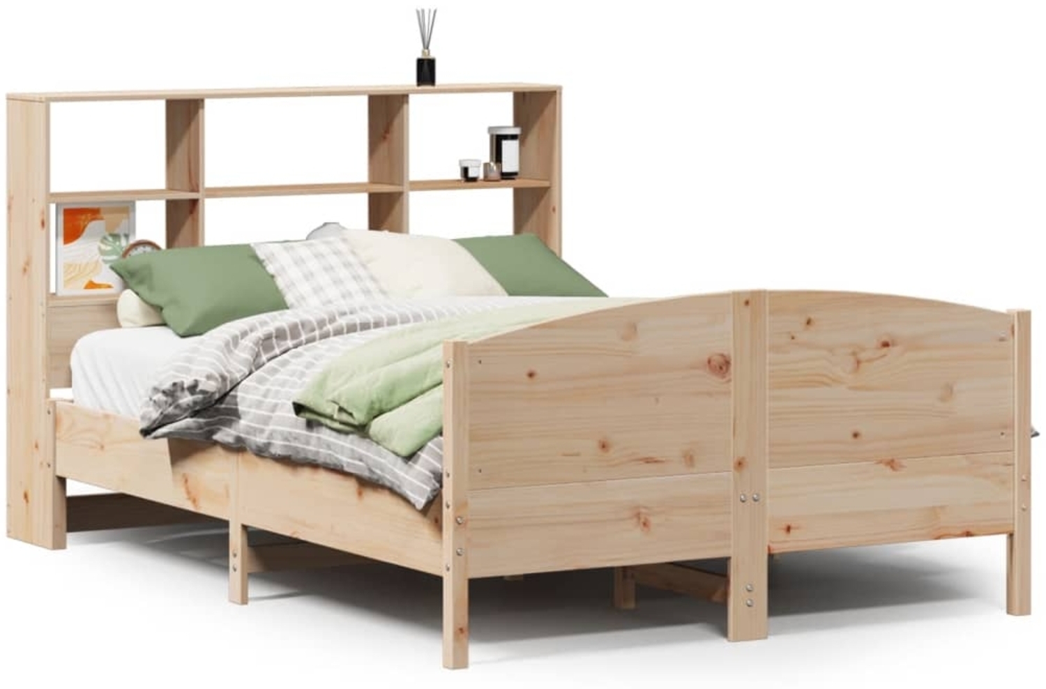 vidaXL Massivholzbett mit Regal ohne Matratze 140x190 cm Kiefer 3323110 Bild 1