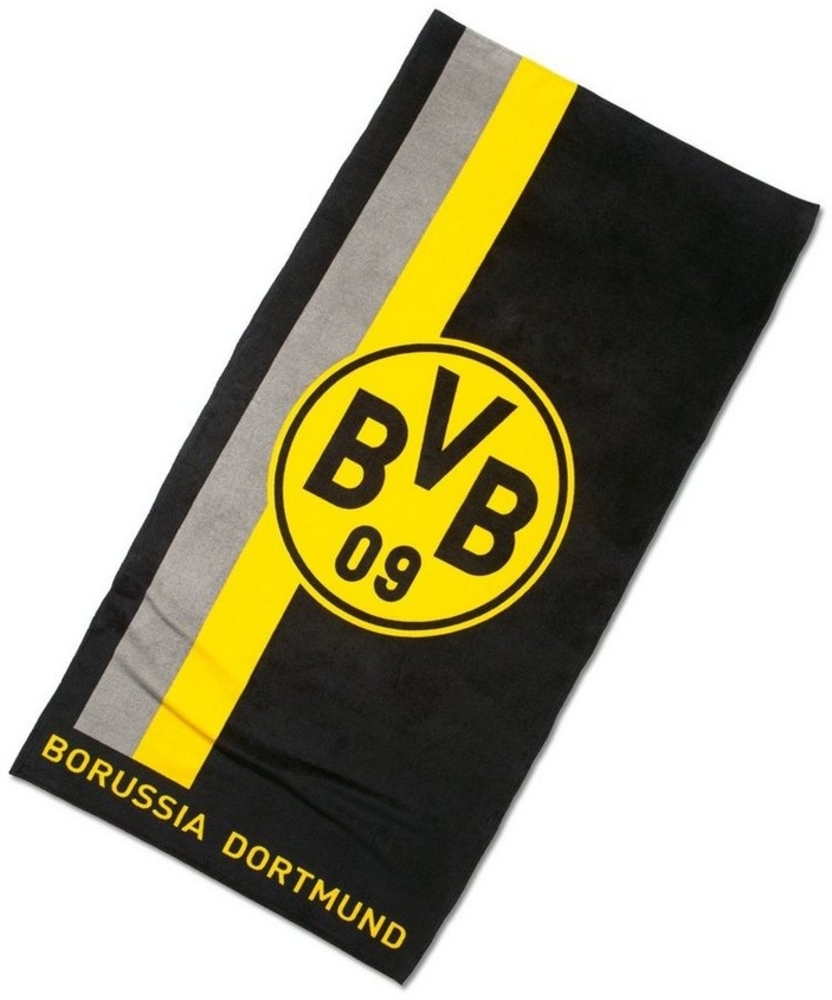 BVB Duschtuch BVB-Duschtuch mit Logo im Streifenmuster, Baumwolle (Set, 1-St), Streifenmuster Bild 1