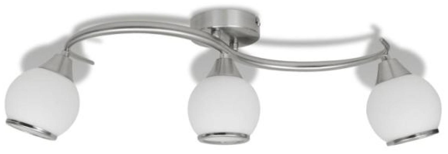 Deckenleuchte mit Glasschirme auf geschwungener Schiene 3 × E14 Lampen Bild 1