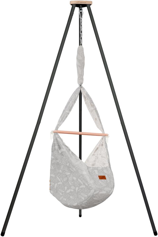 Federwiege mit Tipi Dreamcatcher WarmGrey Anthrazit Schafwolle Bild 1