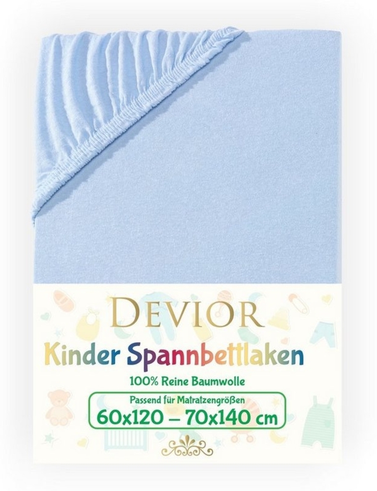 Devior Spannbettlaken Kinder Spannbetttuch 60x120 - 70x140 cm Bettlaken Tuch 100% Baumwolle, Jersey, Gummizug: Rundumgummizug, Matratzen Bezug bis 12cm Matratzenhöhe Bild 1