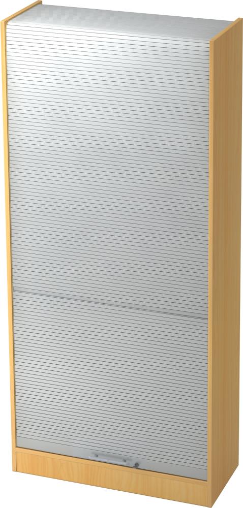 bümö Rollladenschrank 5 OH abschließbar in Buche/Silber mit Relinggriff, SET90-6-S-RE Bild 1