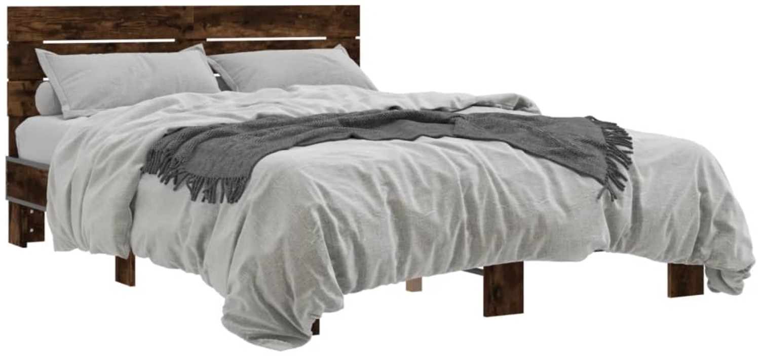 vidaXL Bettgestell Räuchereiche 140x190 cm Holzwerkstoff und Metall 3280169 Bild 1