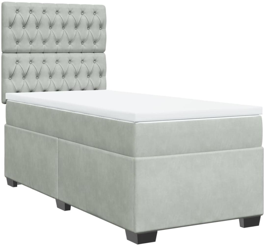 vidaXL Boxspringbett mit Matratze Hellgrau 100x200 cm Samt 3290840 Bild 1