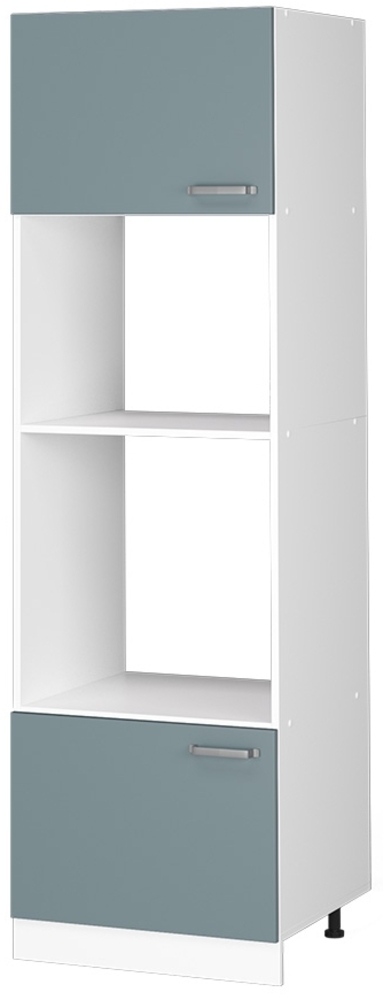 Hochschrank R-Line Blau-Grau 60 cm mit offenen Regalen, und Türen Vicco Bild 1