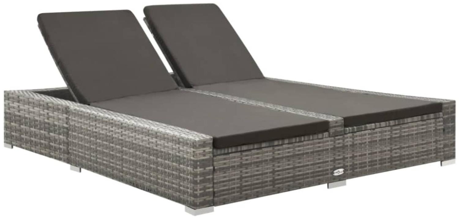 vidaXL Doppel-Sonnenliege Poly Rattan Grau 312155 Bild 1