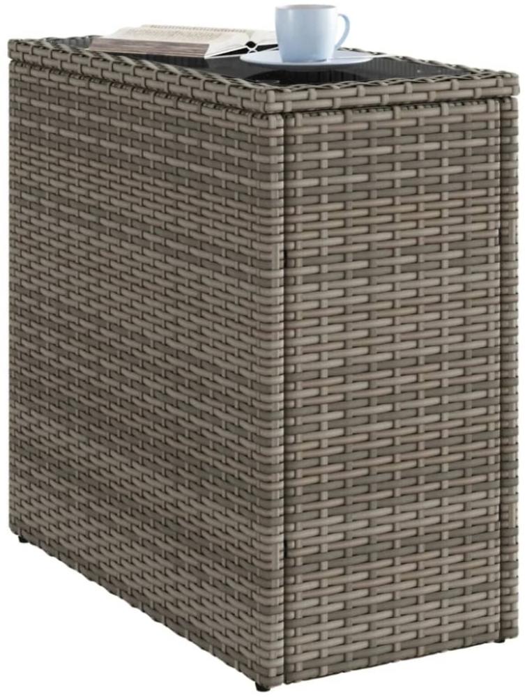 vidaXL Garten-Beistelltisch mit Glasplatte Grau 58x27,5x55 cm Rattan 366133 Bild 1