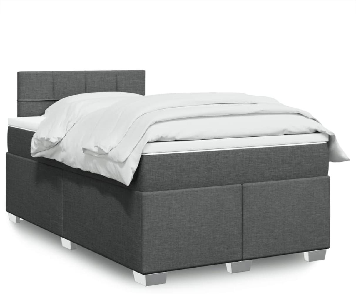 Boxspringbett mit Matratze, Stoff, Viereckige, grauer Fuß, Dunkelgrau, 120 x 190 cm, true Bild 1