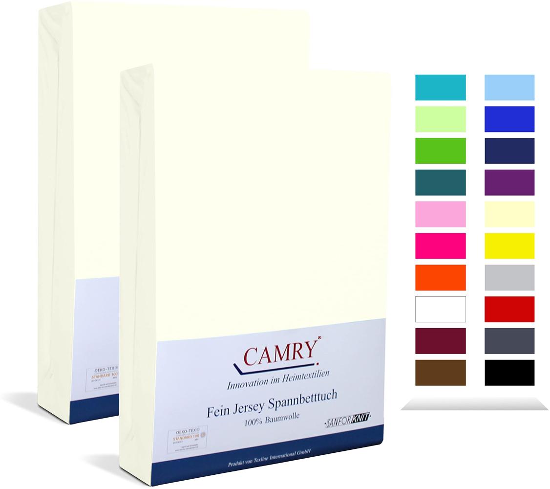 Camry Spannbettlaken 2er-Set 90x200 cm - 100x200 cm Natur Baumwolle Bettlaken Jersey Spannbetttuch Oeko-Tex 100 Bild 1