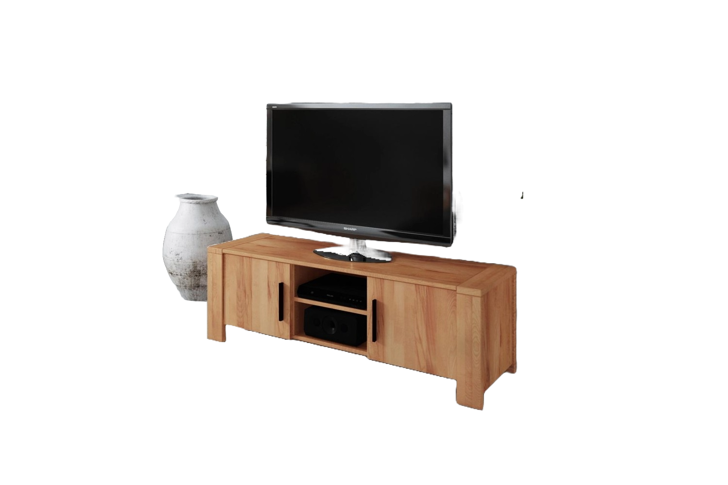 TV-Board Lubic aus Wildeiche massiv 155x45x51 mit 2 Türen 2 Fächern Holzbeinen Bild 1