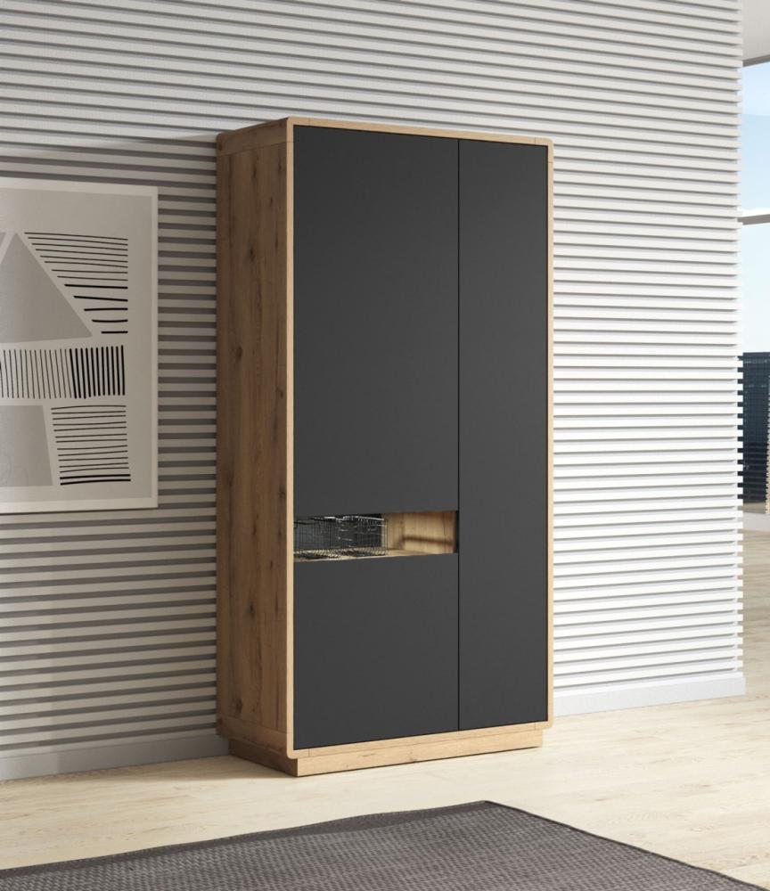 Stauraumschrank Mehrzweckschrank Aston 92cm Taurus Eiche schwarz 3-türig Bild 1